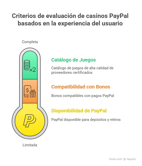 Criterios de evaluación de casinos PayPal basados en la experiencia del usuario